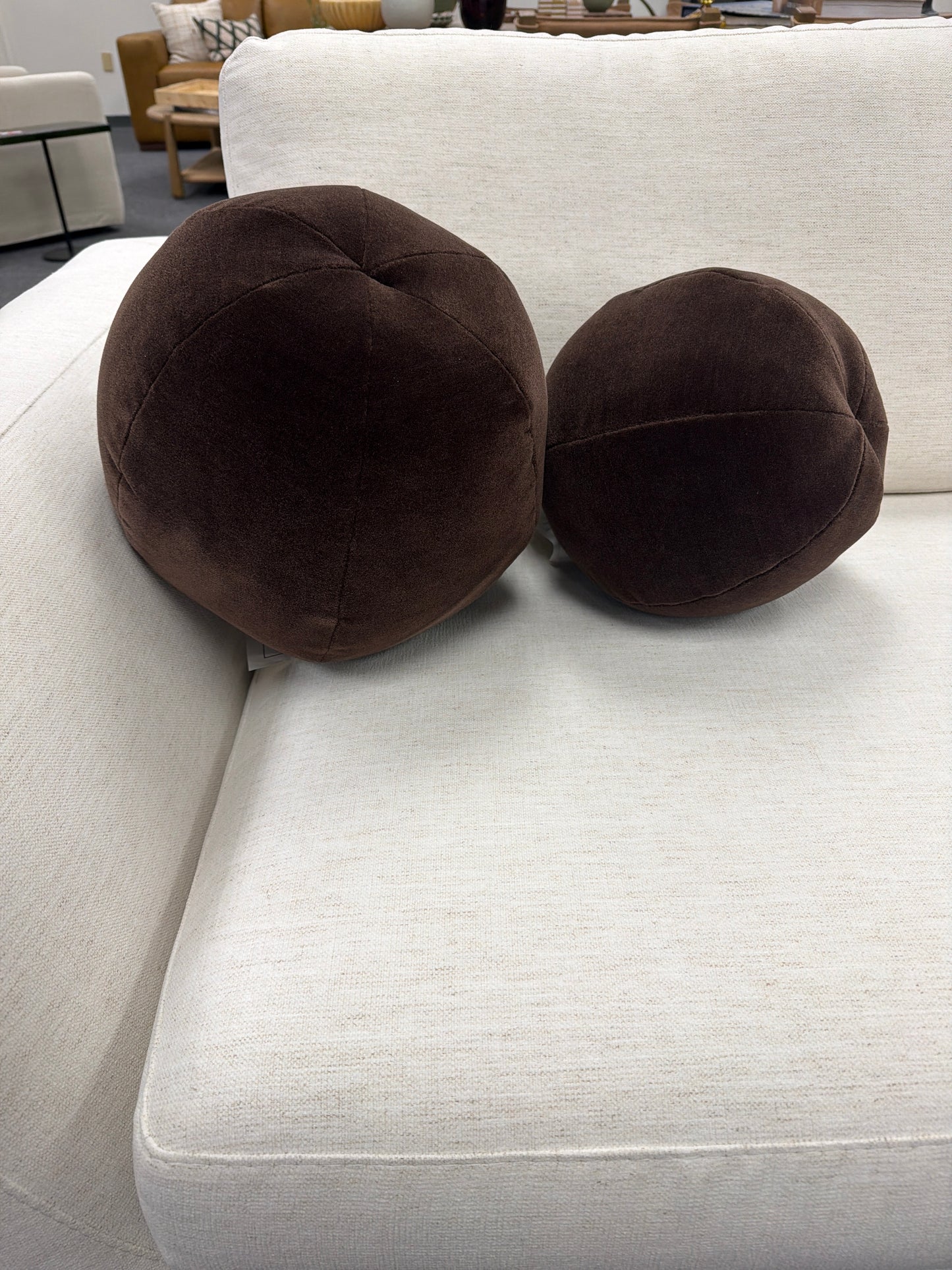 Ball Pillow, Set Of 2- Chocolate