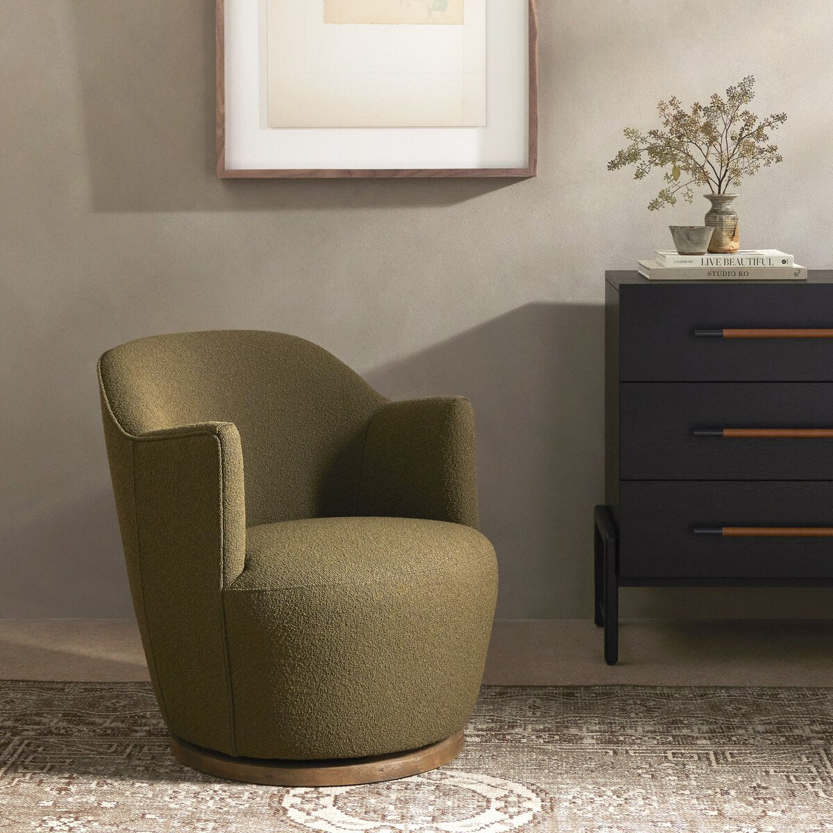 Aubrey Swivel Chair- Olive