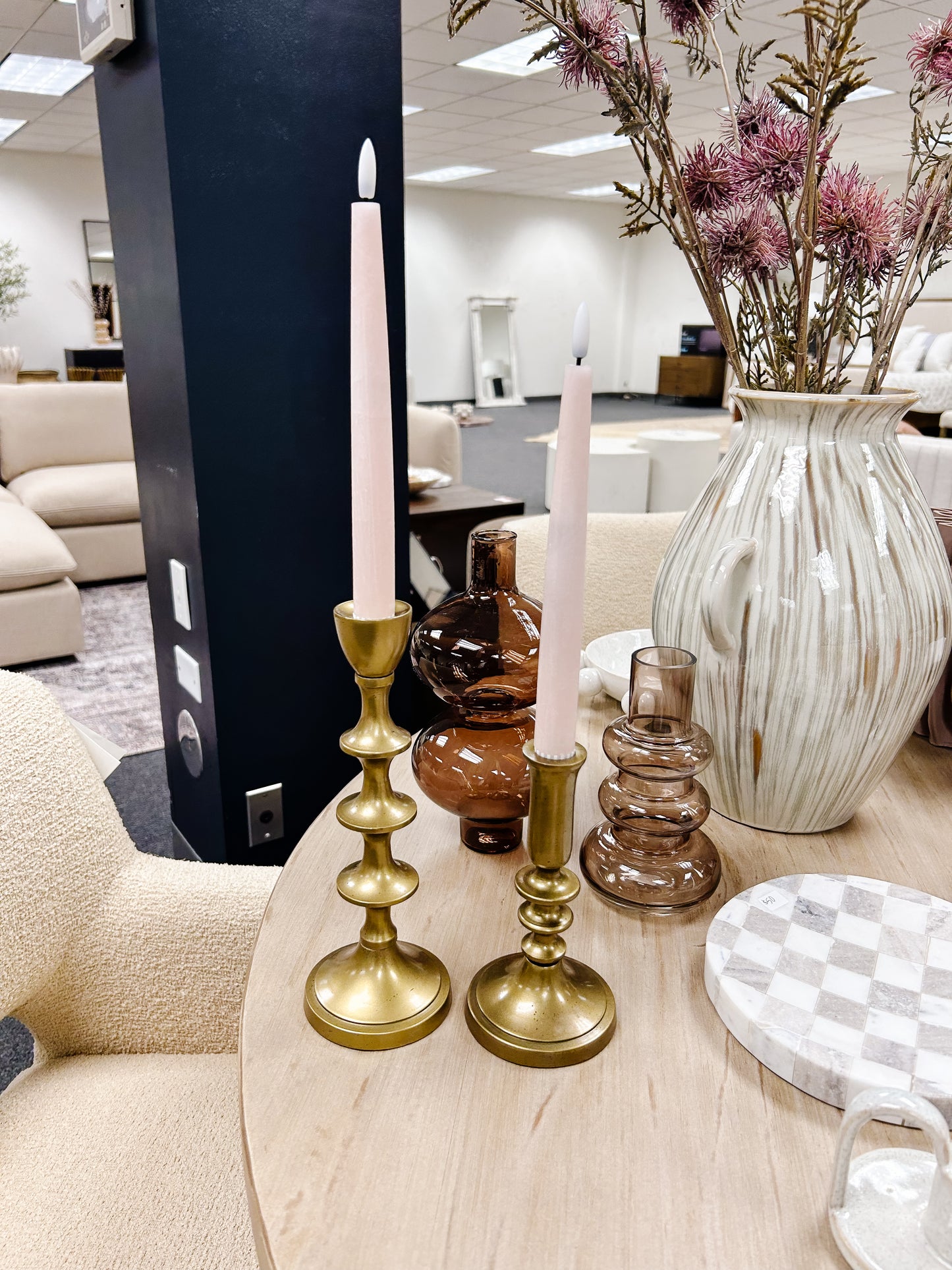 Pointed Pink Taper Flameless- 2 piece