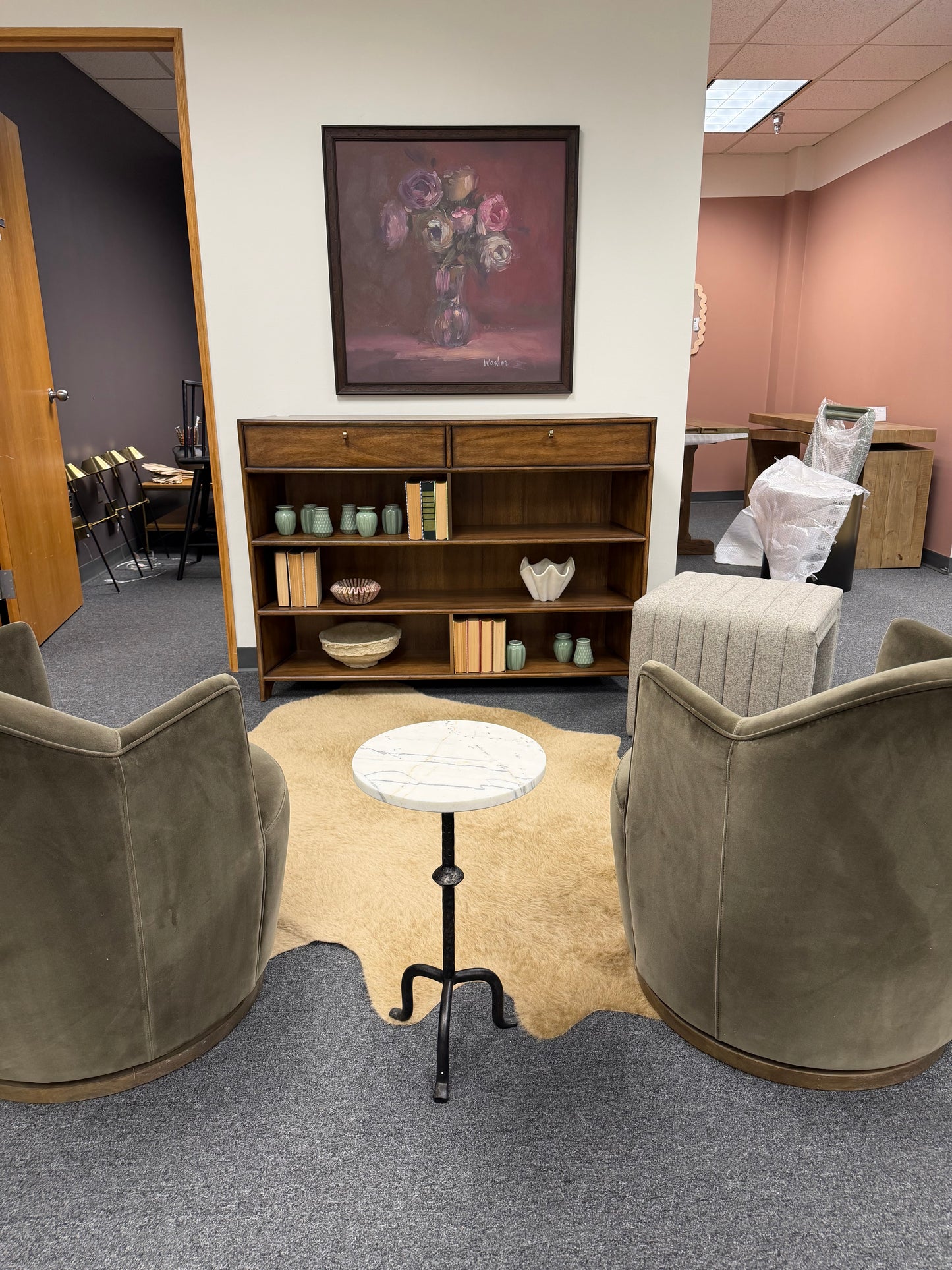 Josie End Table- White Marble