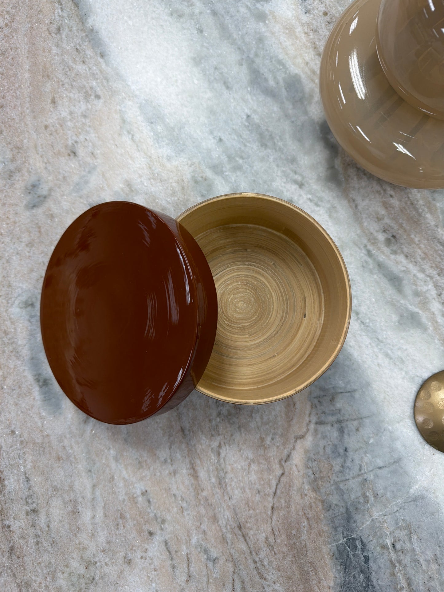 Lacquered Bamboo Container w/ Lid