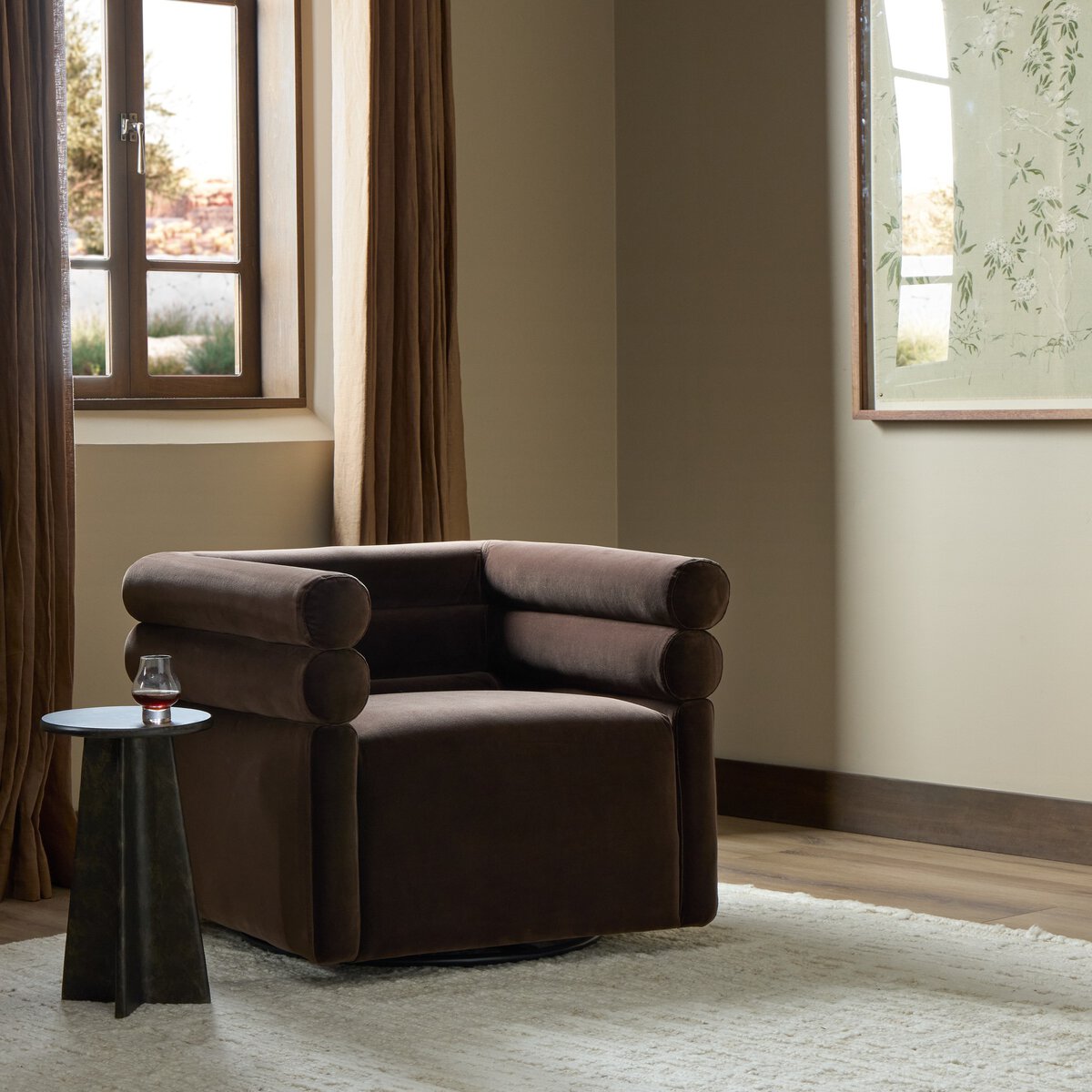 Everly Swivel Chair- Cocoa