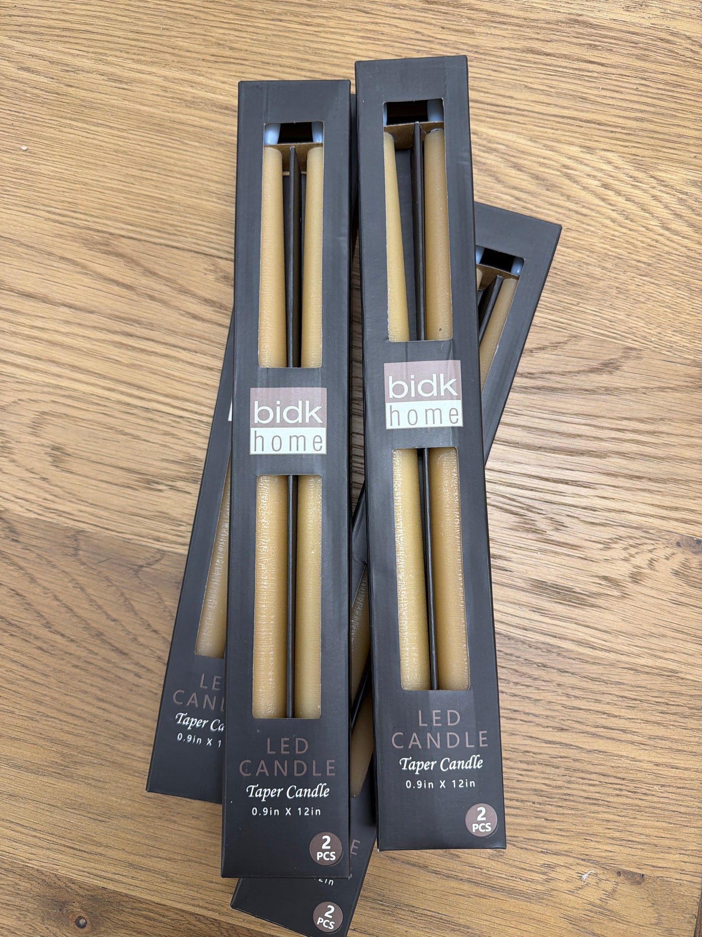 2 pc Tall Champagne Taper Flameless Candle - Dark Champagne