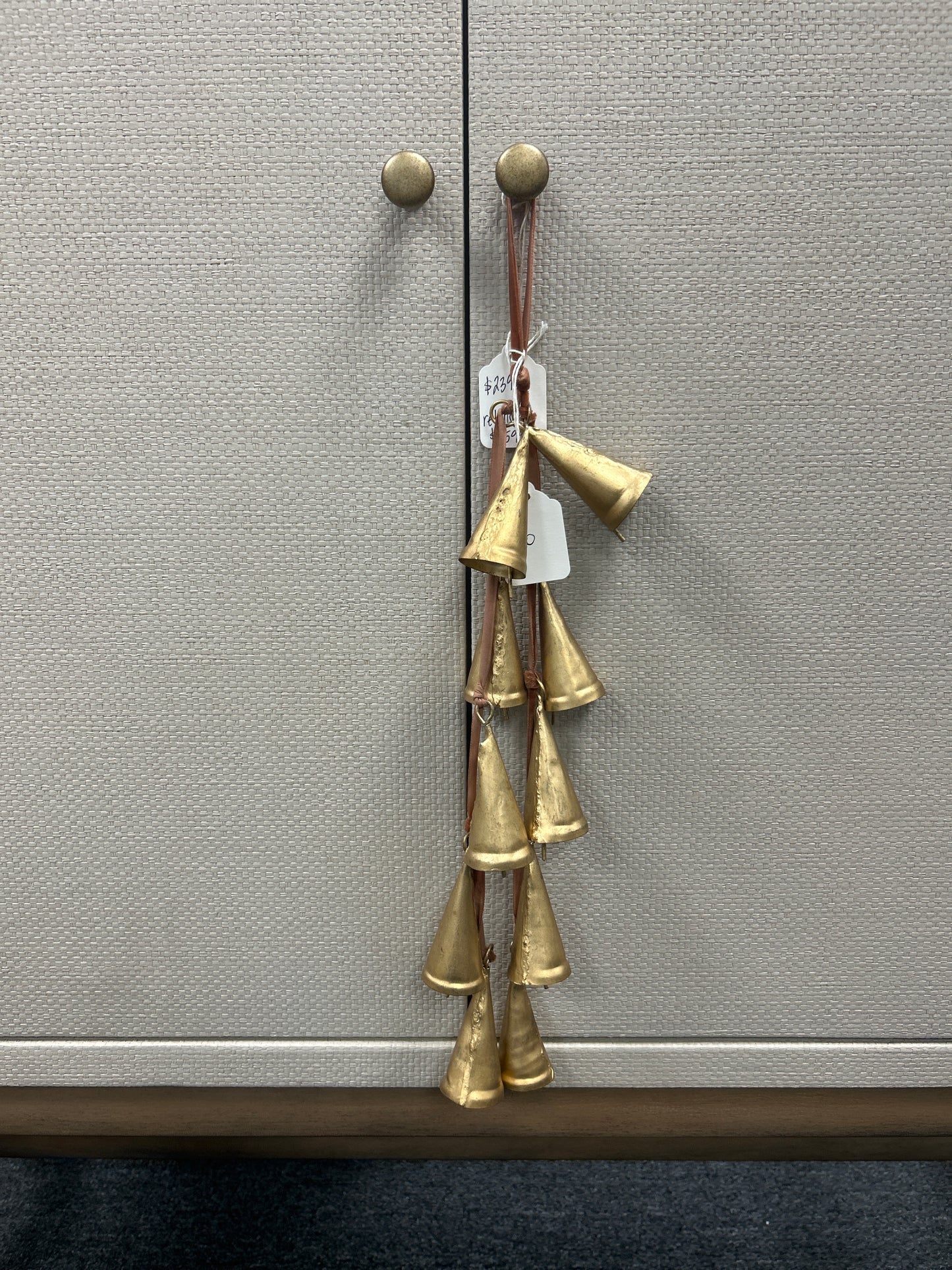 Velvet Ribbon Door Hanger with 10 Cone Shaped Bells