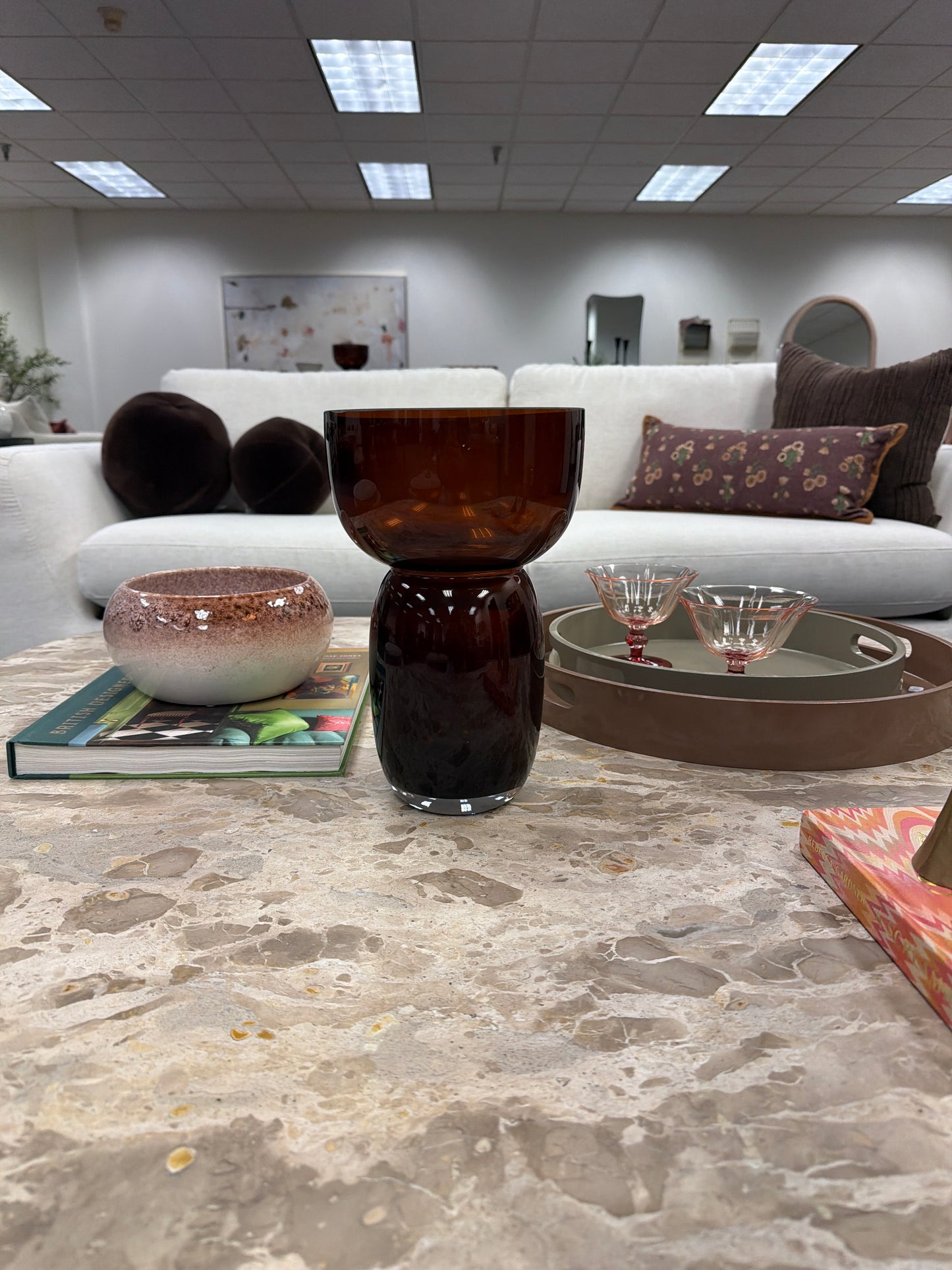 7" Round x 11-1/4"H Glass Vase, Brown