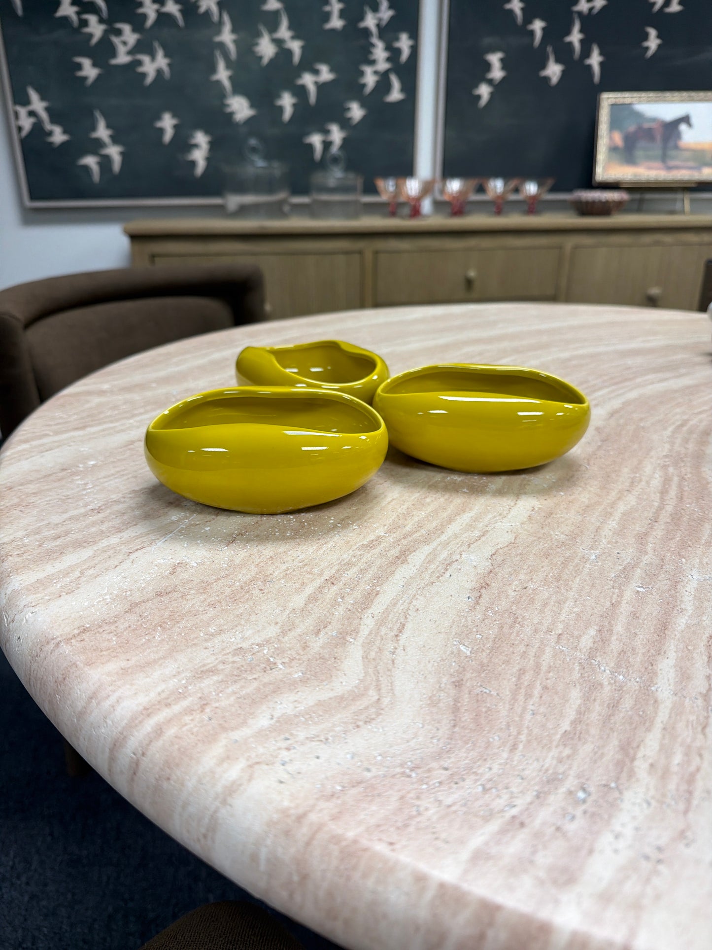 Stoneware Organic Shaped Bowl, Chartreuse