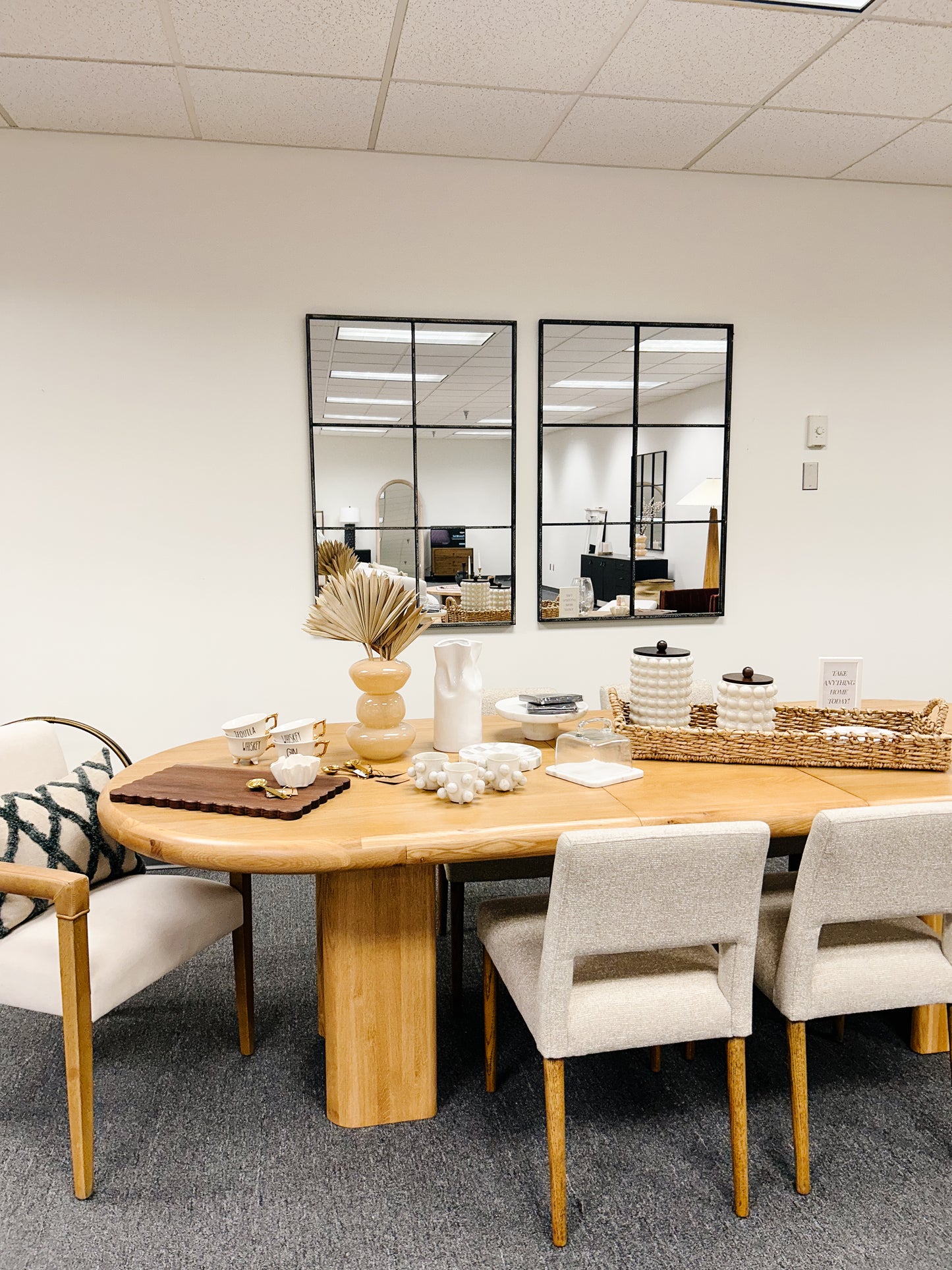 Metal Six Pane Mirror- Grey