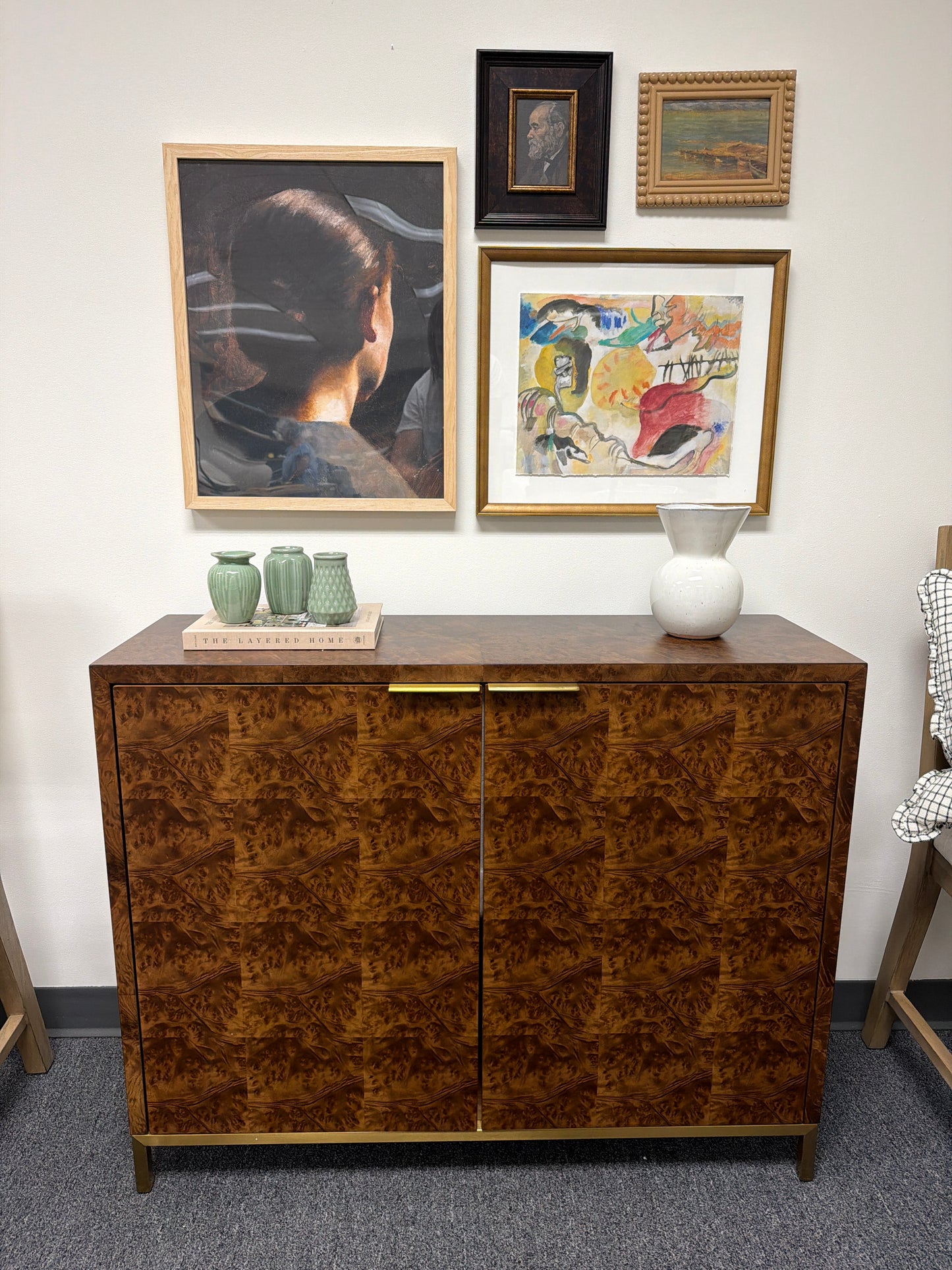 Jethro burl wood 2 Door Cabinet