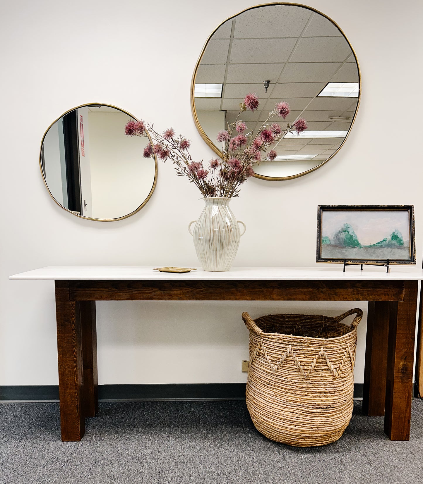 Wood Framed Glass Wall Décor with Landscape