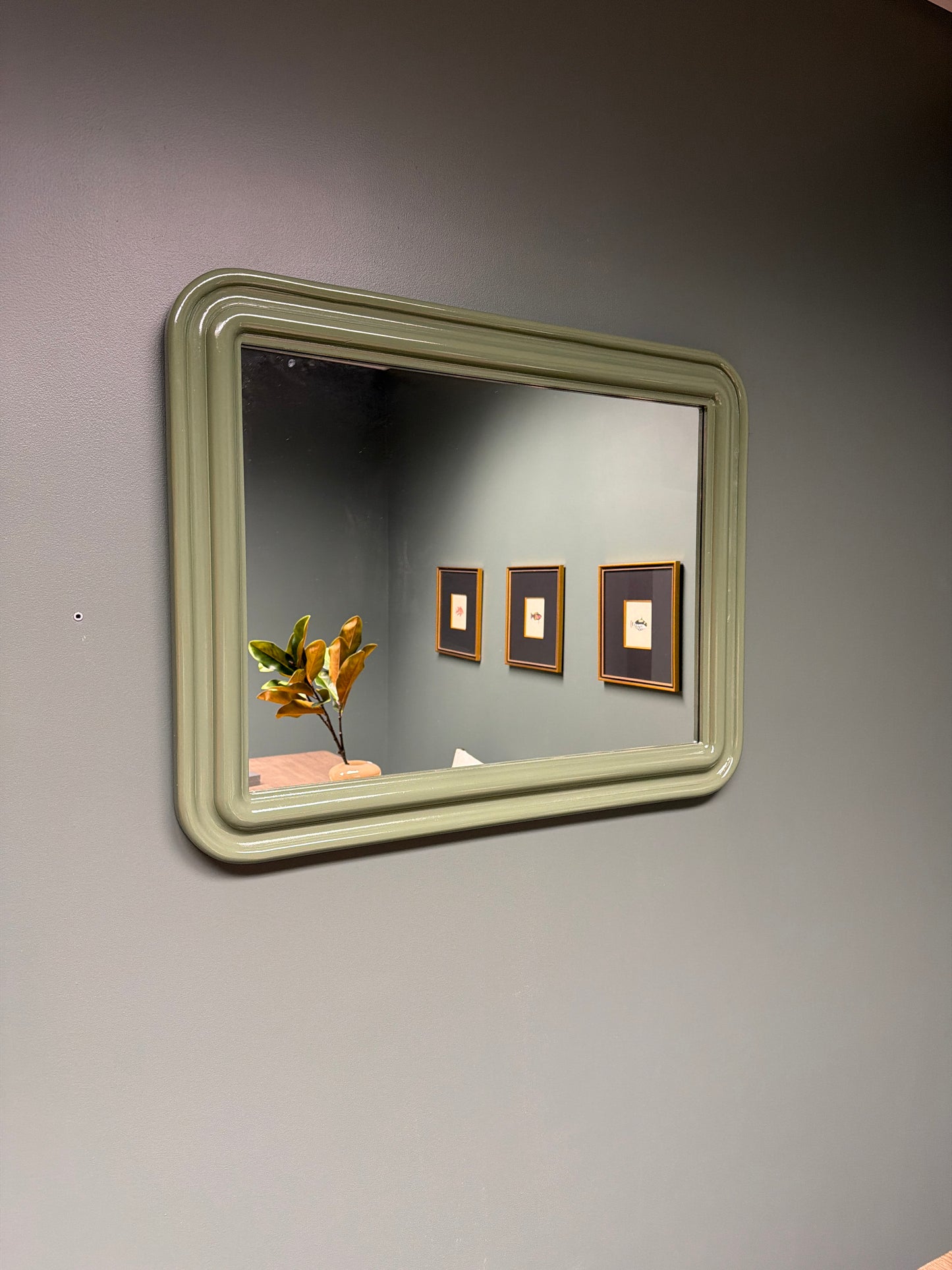 Framed Wall Mirror, Olive Green