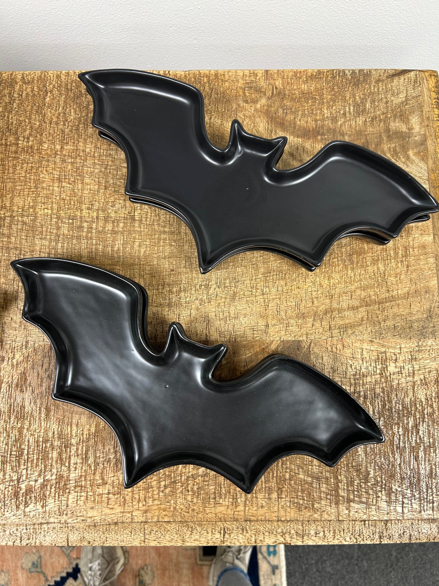 Stoneware Bat Shaped Dish, Matte Black