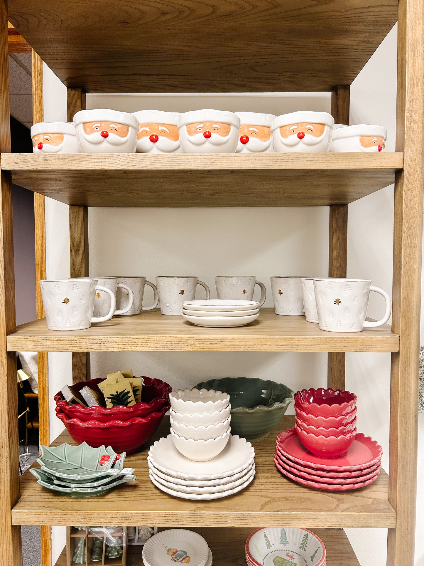 Stoneware Santa Head Shaped Mixing Bowl with Red Rim, Red & White- Small