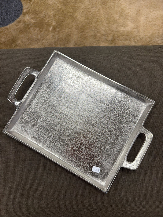 Alum. Tray w/Handles 10x14" - Raw Alum. - RAW NICKEL