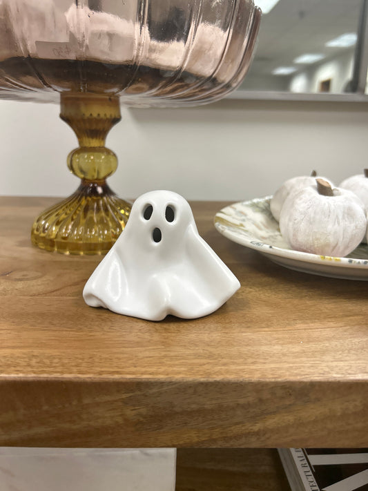 Stoneware Bisque Ghost with LED Light, White