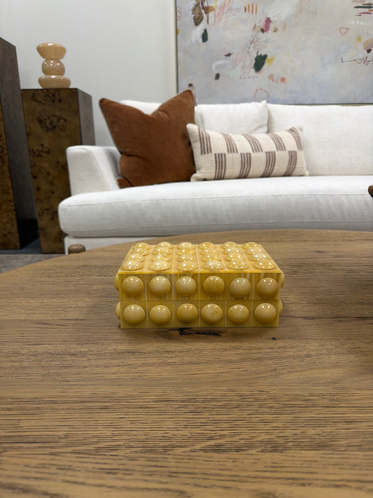 Marbled Resin Bobbin Box, Cream Color