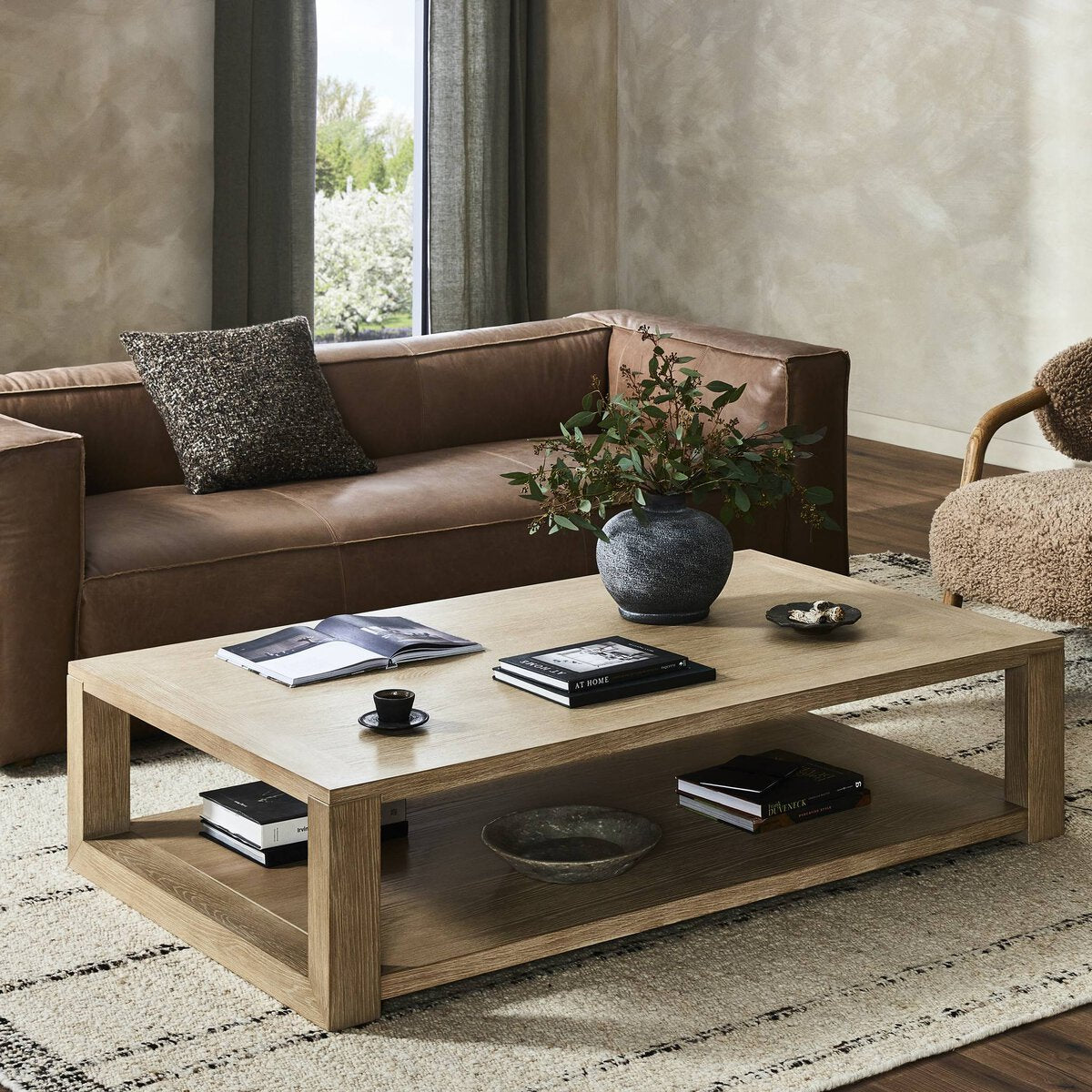 MAS COFFEE TABLE-BLEACHED OAK SOLID