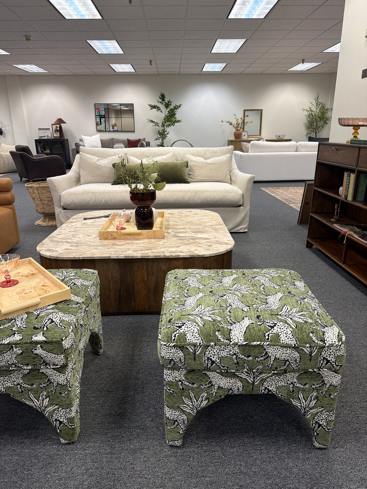 Square Leopard ottoman