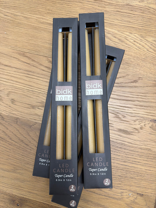 2 pc Tall Champagne Taper Flameless Candle - Dark Champagne