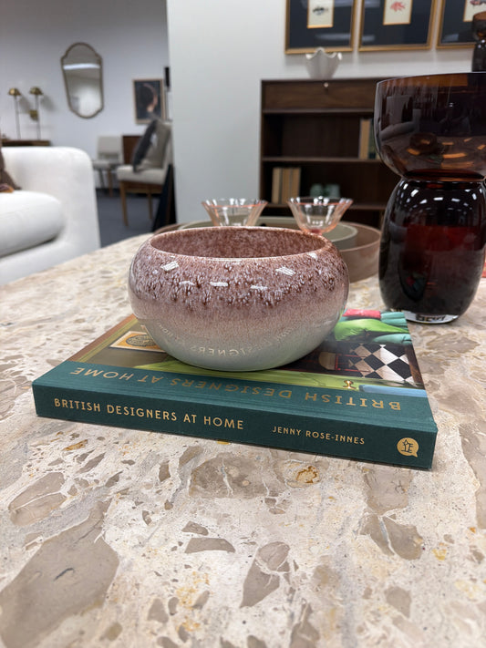 Decorative Stoneware Planter/Bowl, Berry & Cream Color
