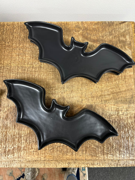 Stoneware Bat Shaped Dish, Matte Black