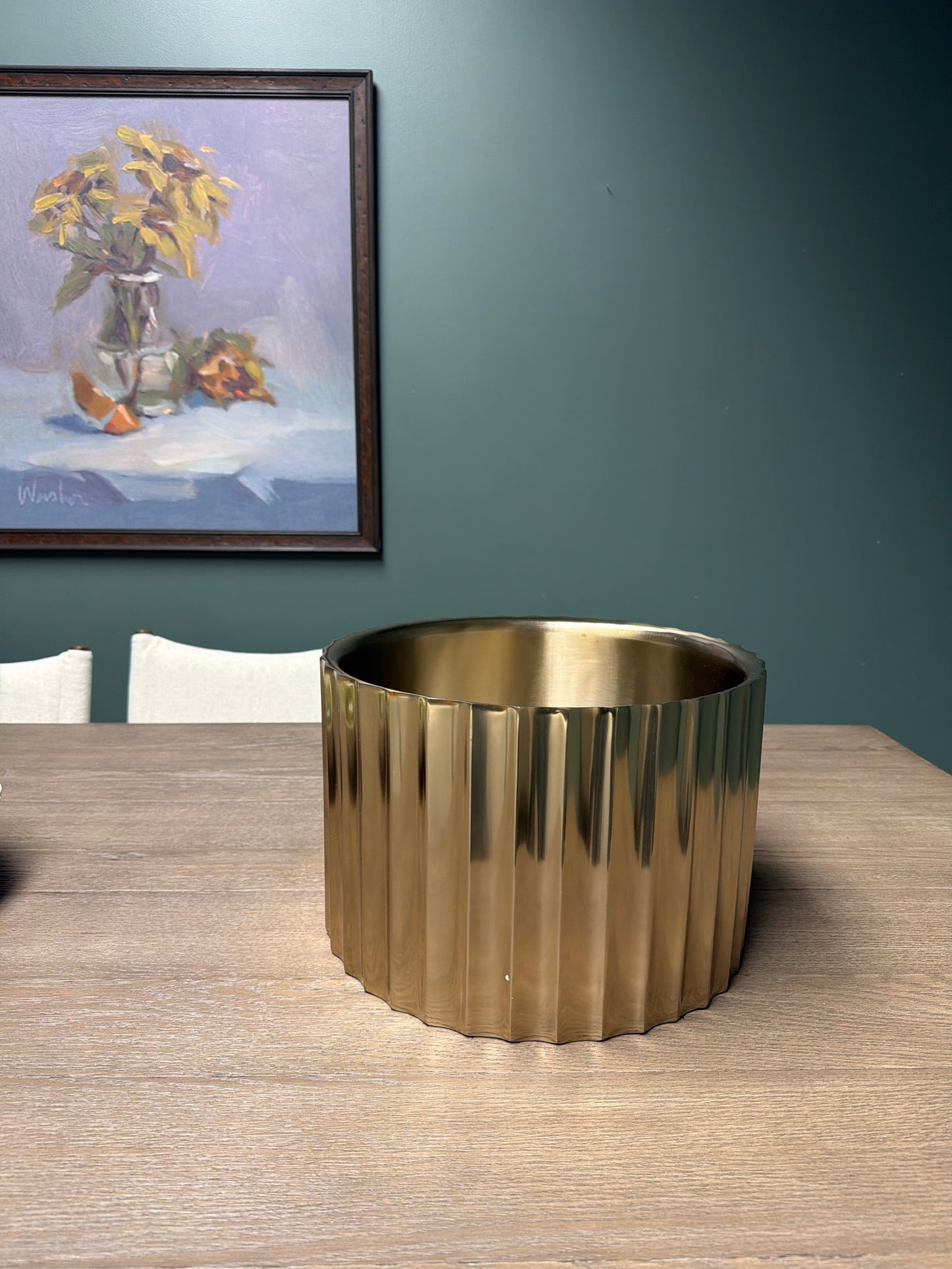 Gold Steel Ice Bucket Large Double Wall - Gold