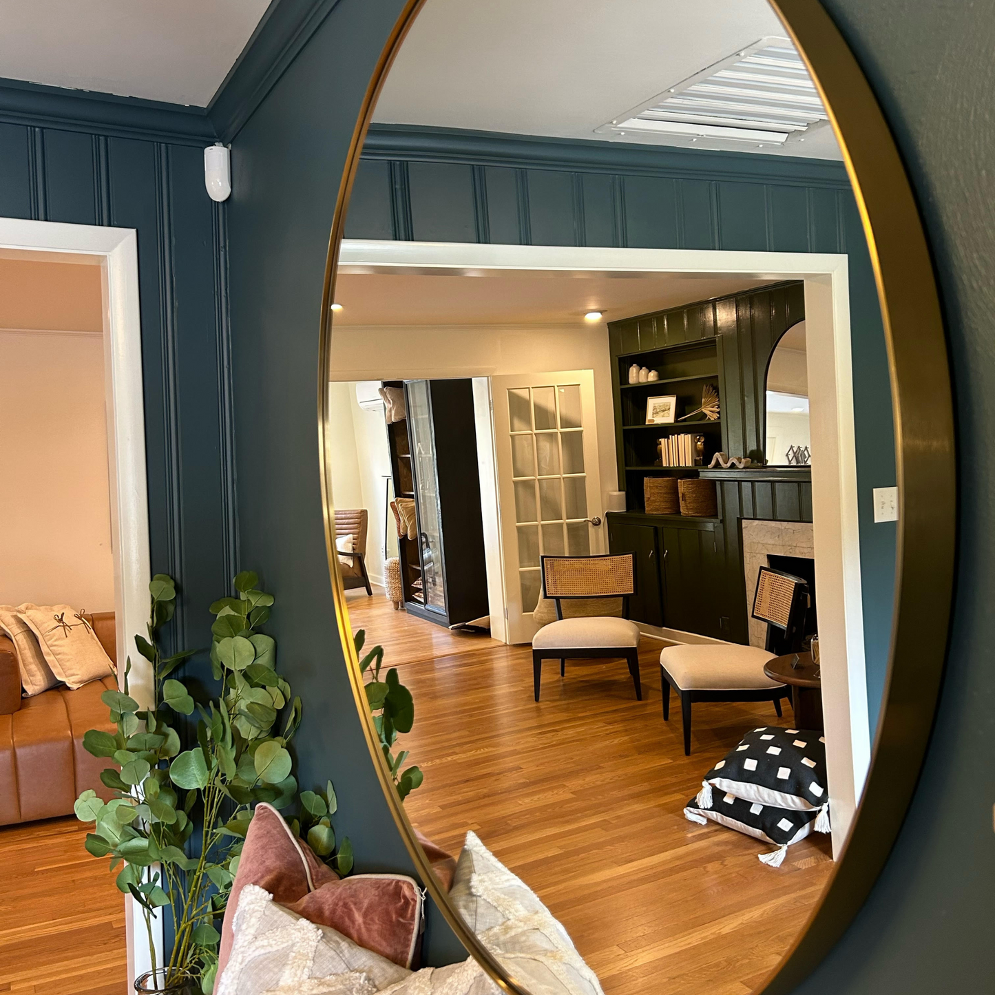 Round Brass Accent Mirror