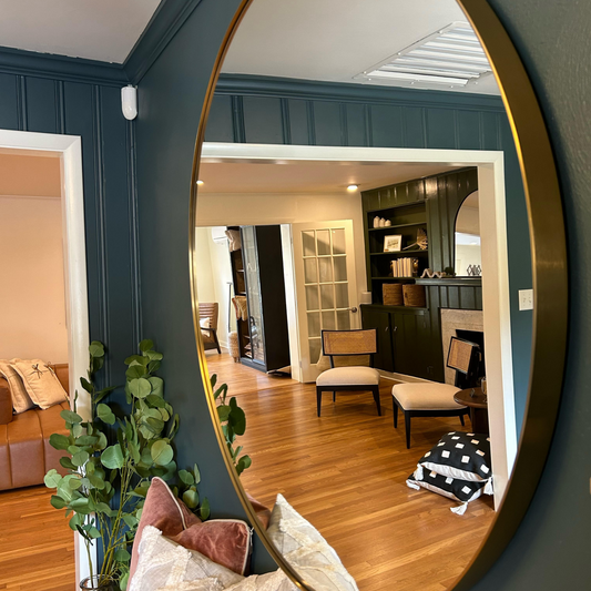 Round Brass Accent Mirror