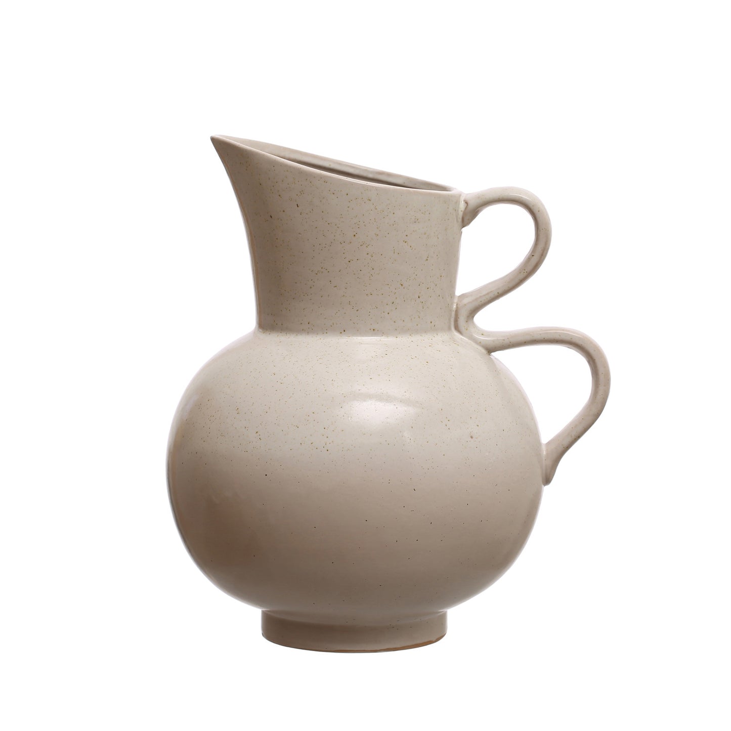 2-1/2 Quart Stoneware Pitcher, Reactive Glaze, White