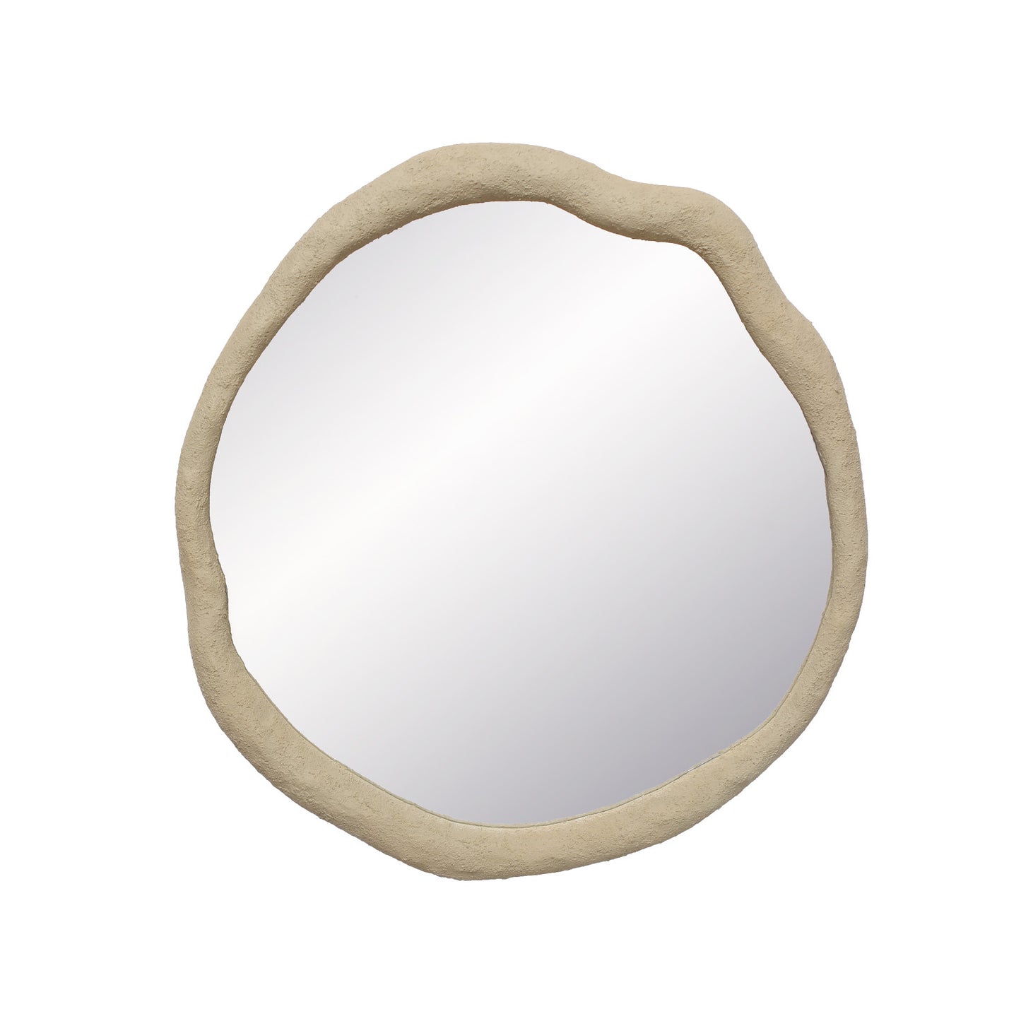 Resin Framed Organic Shaped Wall Mirror, Cream Color