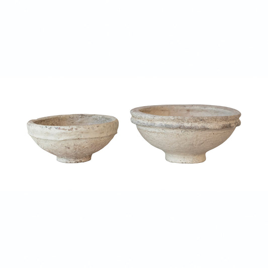 Found Decorative Paper Mache Bowls, Set of 2