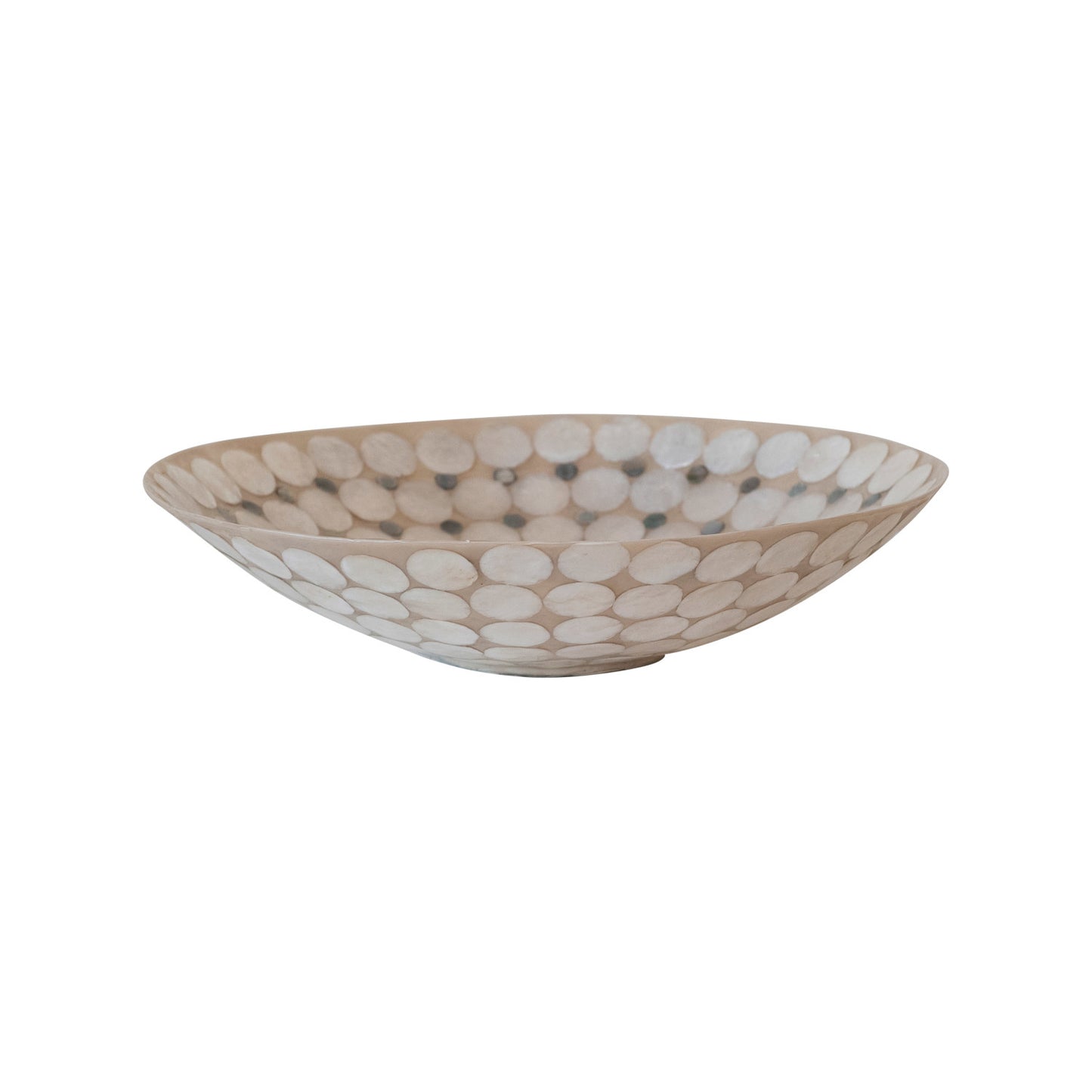 Decorative Resin & Capiz Bowl, White & Natural