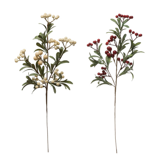 Faux Berry and Leaf Branch, 2 Colors-  SOLD SEPARATELY