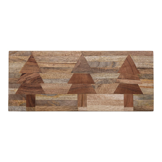 Mango Wood Cheese/Cutting Board w/ Inlaid Trees