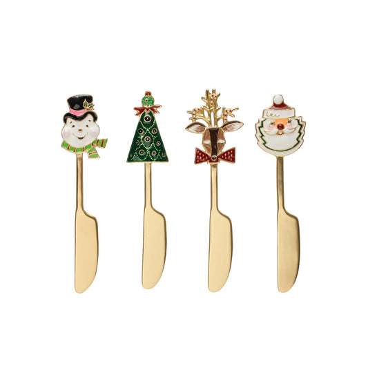 Zinc Alloy Canape Knife w/ Enameled Holiday Icon Handle, 4 Styles-  SOLD SEPARATELY