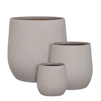 Set of 3 Nuovo Round Pots Beige- A - A