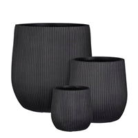 Set of 3 Nuovo Round Pots Black