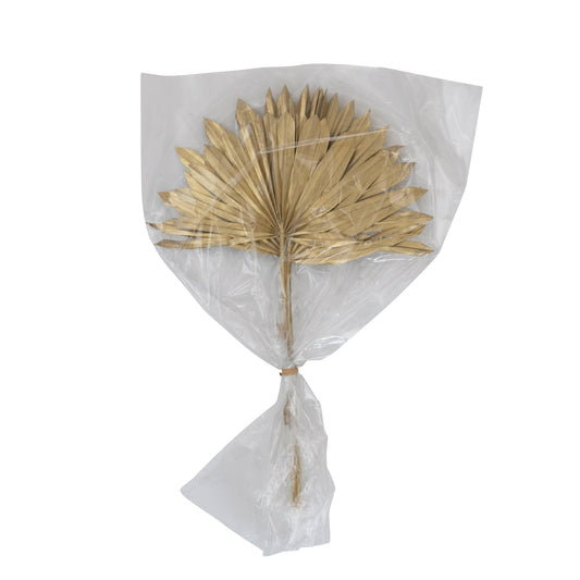 Dried Natural Sun Cut Palm Bunch, Gold Finish