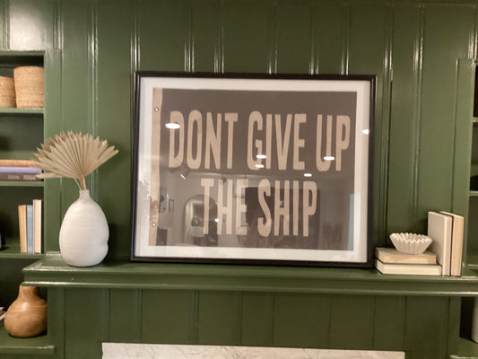 Wood Framed Glass Wall Décor with Vintage Reproduction Flag "Dont Give Up"